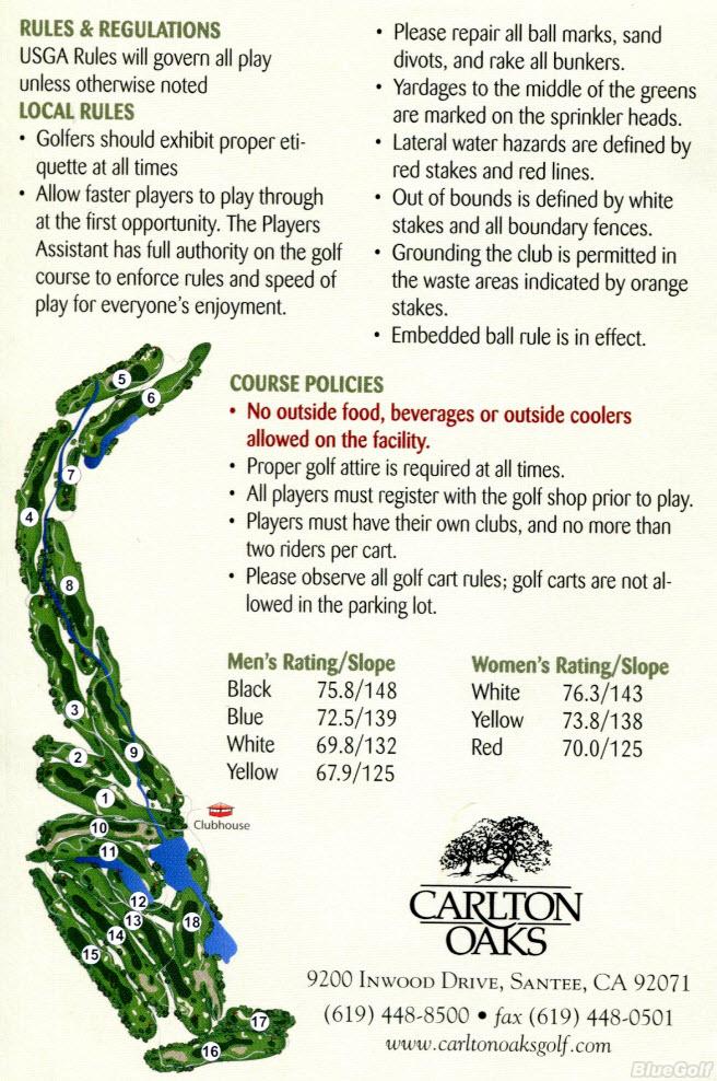 Carlton Oaks Country Club Course Profile Course Database