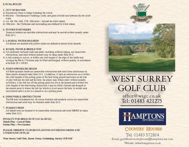 West Surrey Golf Club Course Profile Course Database