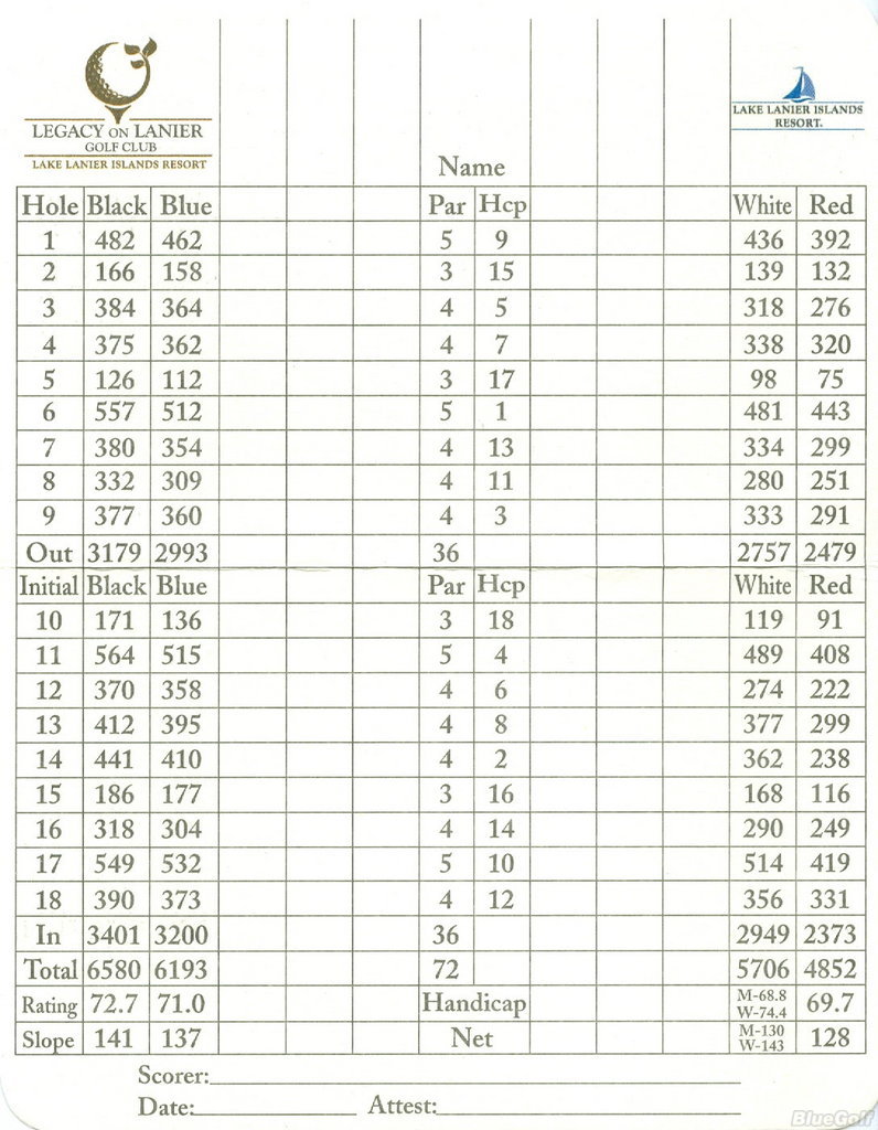 Legacy on Lanier Golf Club Course Profile Course Database