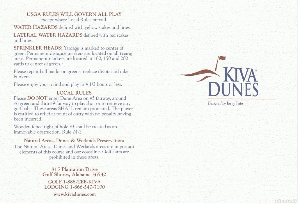 Kiva Dunes Actual Scorecard Course Database