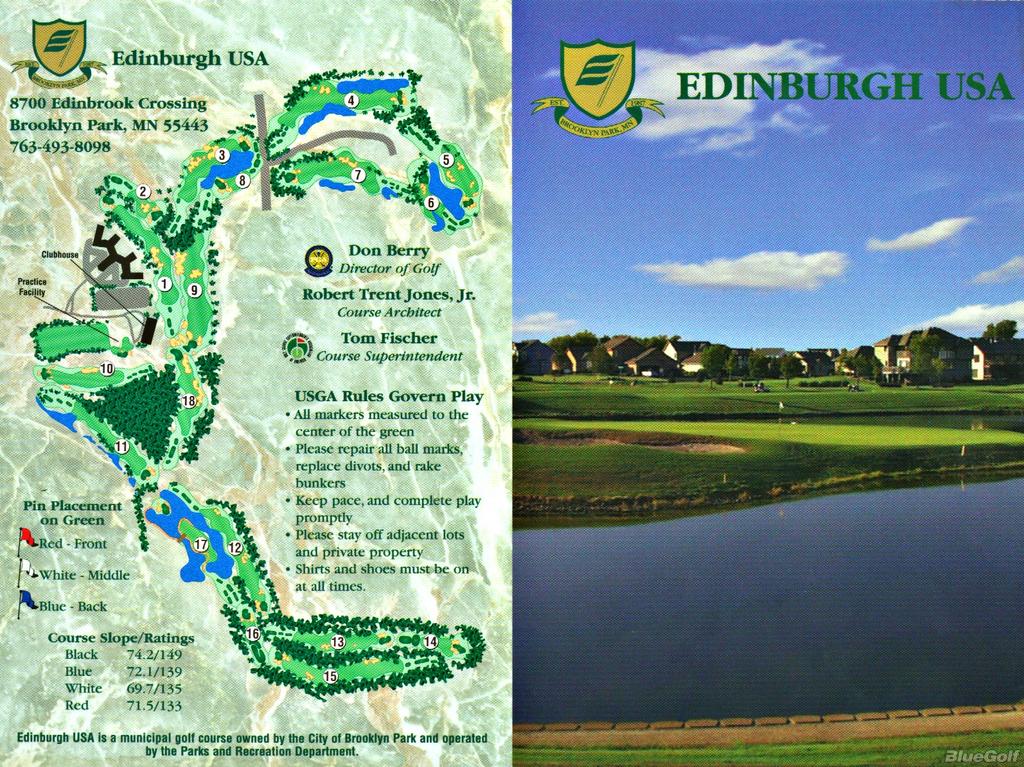 Actual Scorecard for Edinburgh USA Golf Club