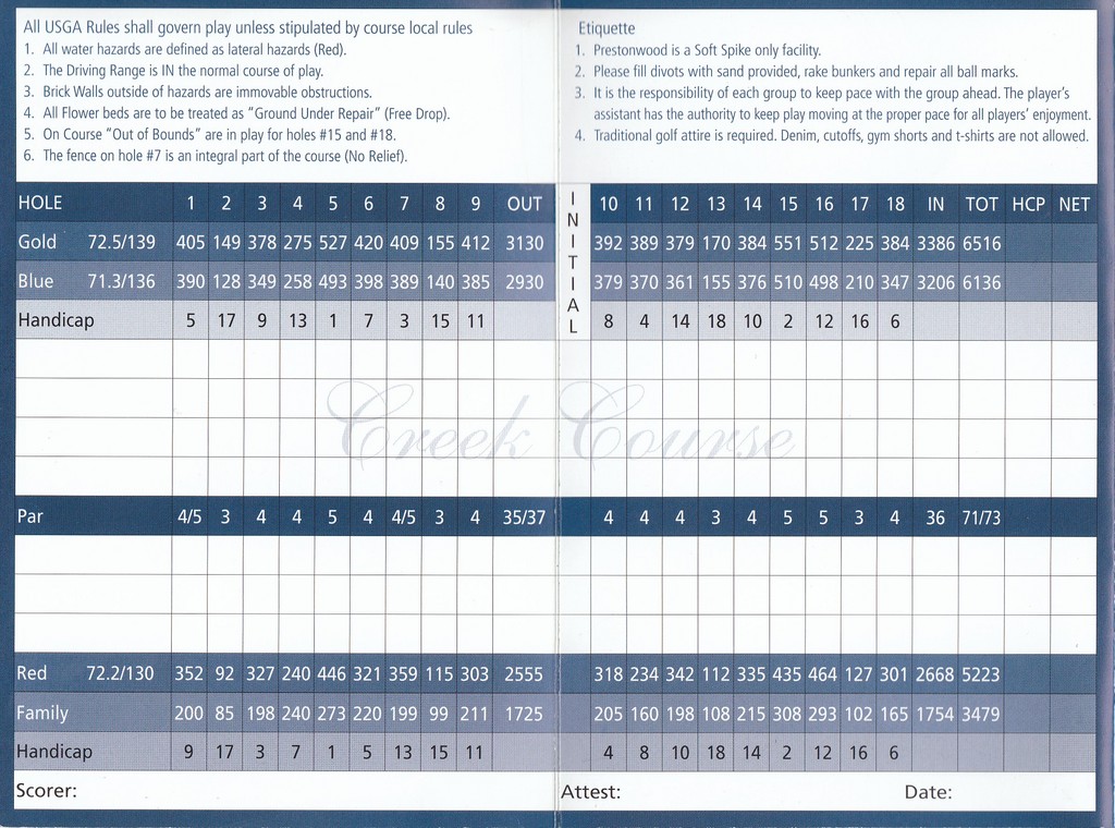 Prestonwood Country Club Creek Course Profile Course Database