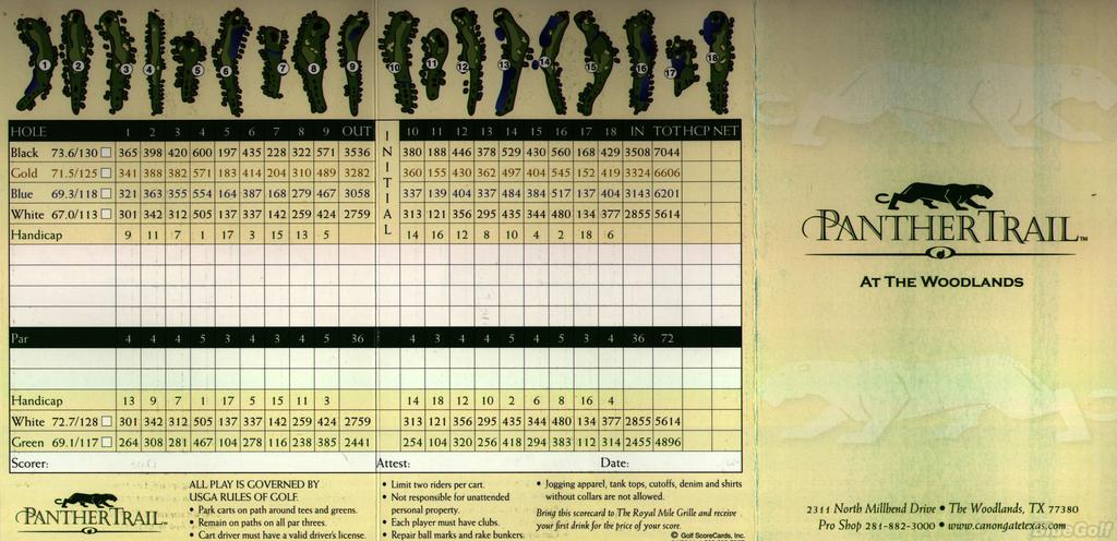 Golf Trails The Woodlands Panther Trail Course Profile Course Golf Trails The Woodlands Panther Trail Course Profile Course