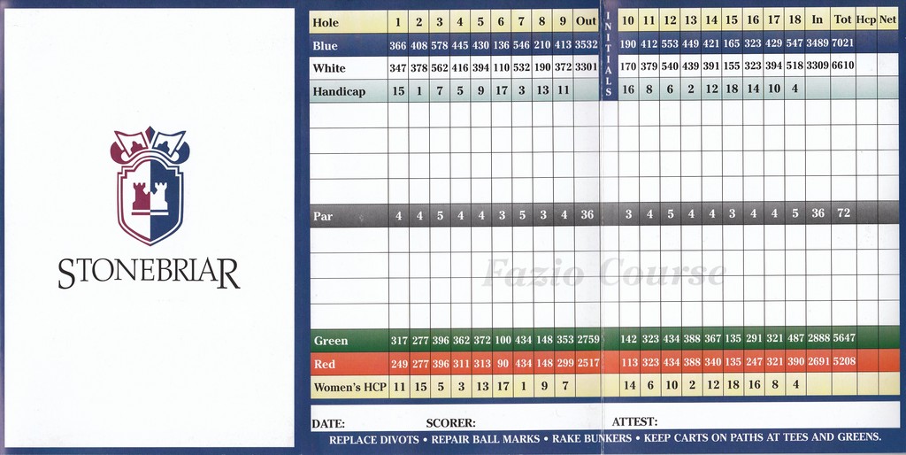 Stonebriar Country Club Fazio Course Course Profile Course Database