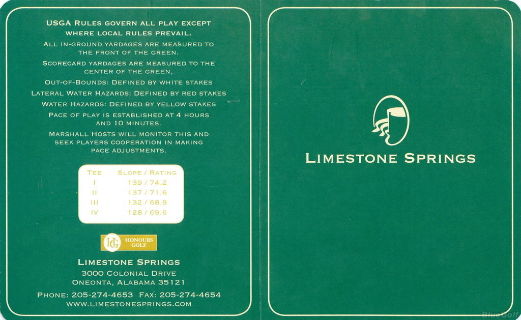 Limestone Springs Golf Club Course Profile Course Database