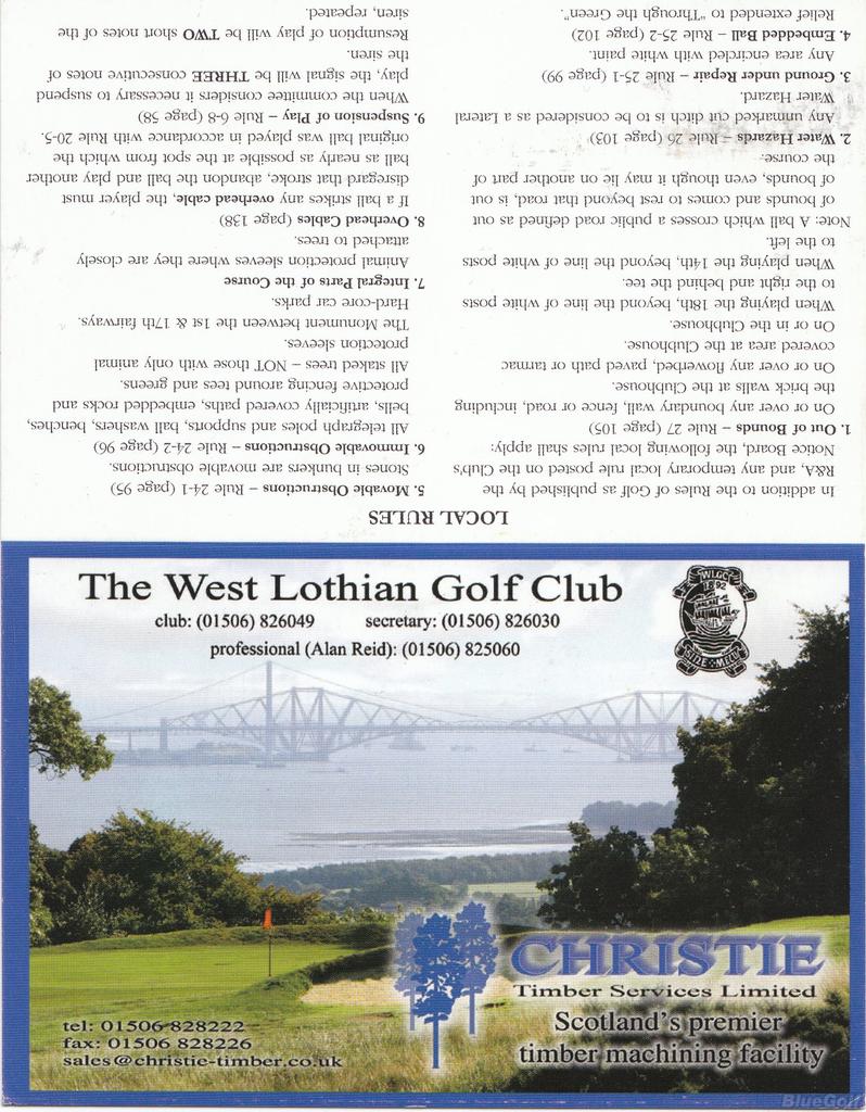 The West Lothian Golf Club Course Profile Course Database