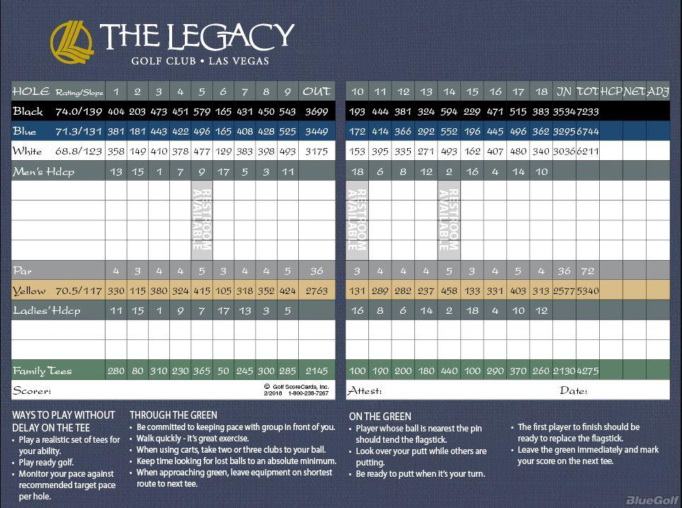 legacy golf course locations
