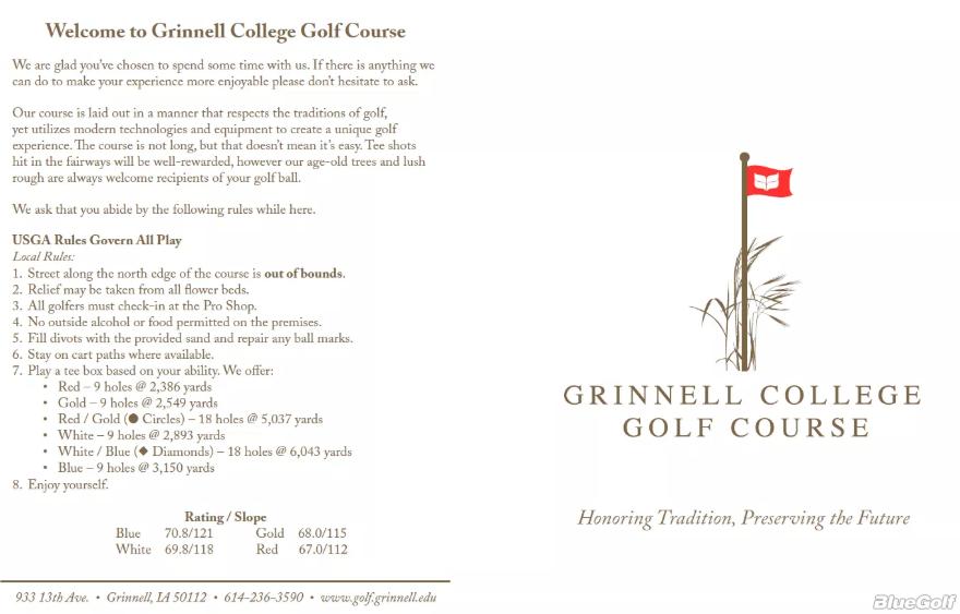 Grinnell College Golf Course Course Profile Course Database