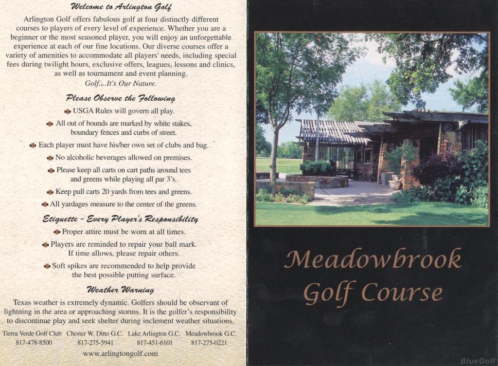 Meadowbrook Park Golf Course Course Profile Course Database