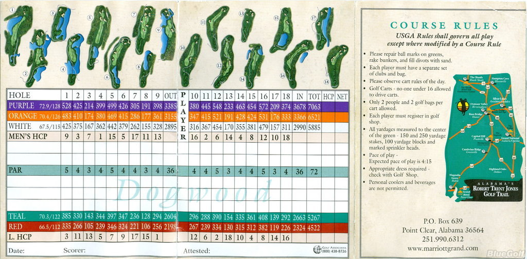 Lakewood GC Dogwood Actual Scorecard Course Database