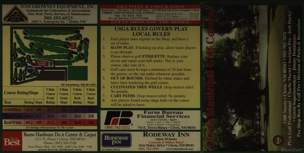 Clovis Municipal Golf Course Course Profile Course Database