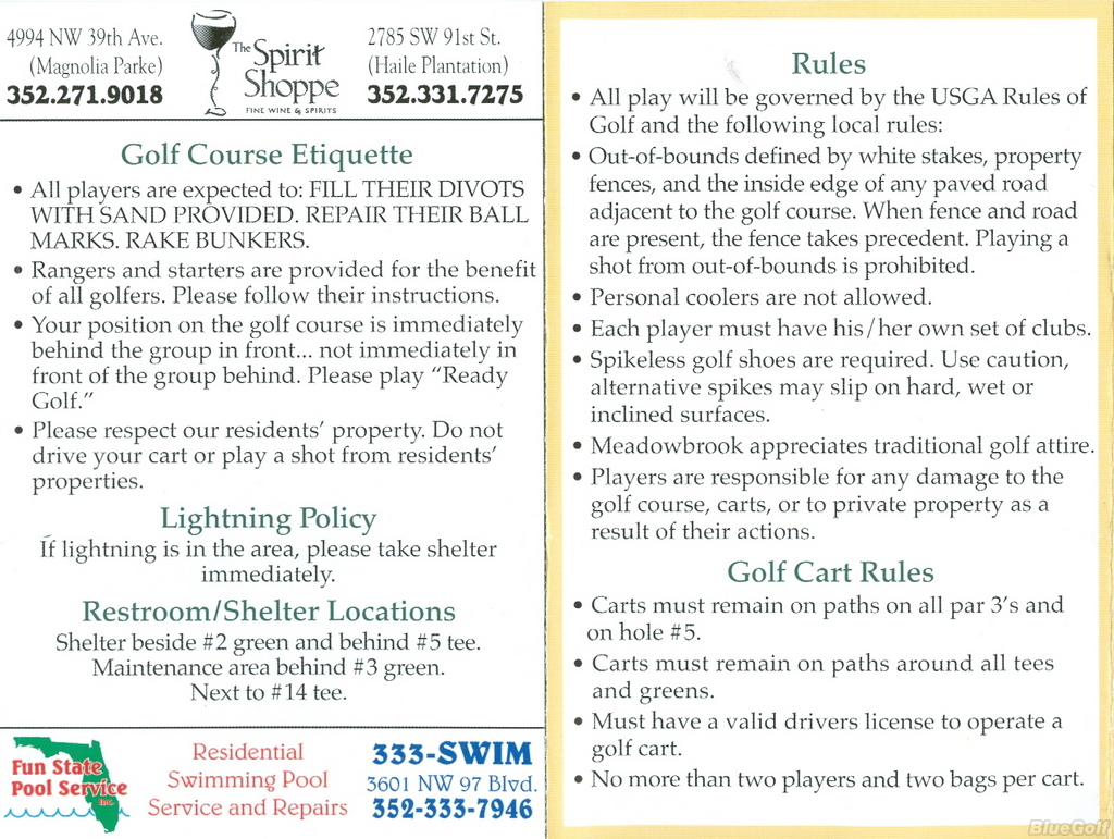 Meadowbrook Golf Club Course Profile Course Database