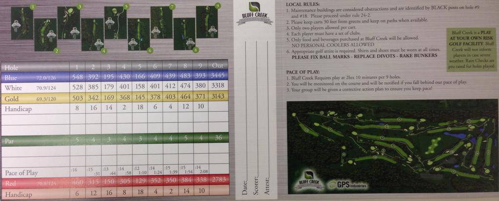 Bluff Creek Golf Course Course Profile Course Database