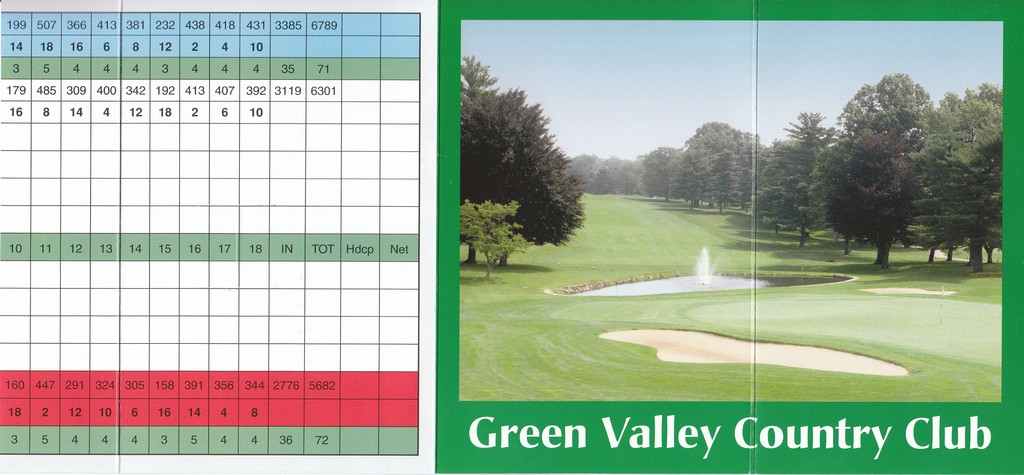 Green Valley CC Actual Scorecard Course Database Green Valley CC Actual Scorecard Course Database