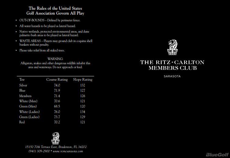 Ritz Carlton Golf Club Sarasota Course Profile Course Database