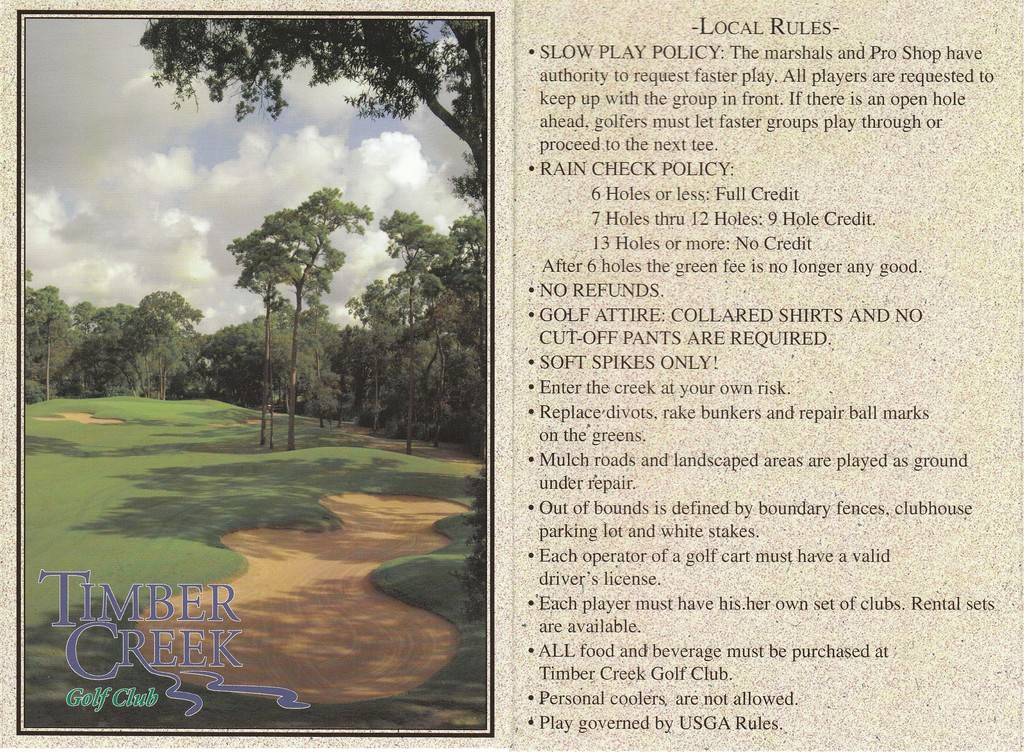 Timber Creek Golf Club Timber Trails to Creekside Course Profile Course Database