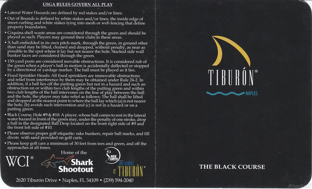 Actual Scorecard for Tiburón Golf Club Black Course