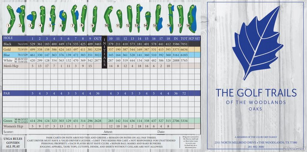 Trails at The Woodlands Country Club West Course Profile Course