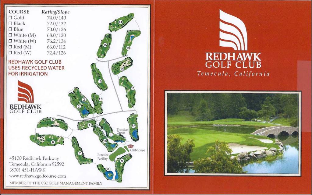 Redhawk Golf Club, Temecula, California Golf course information and