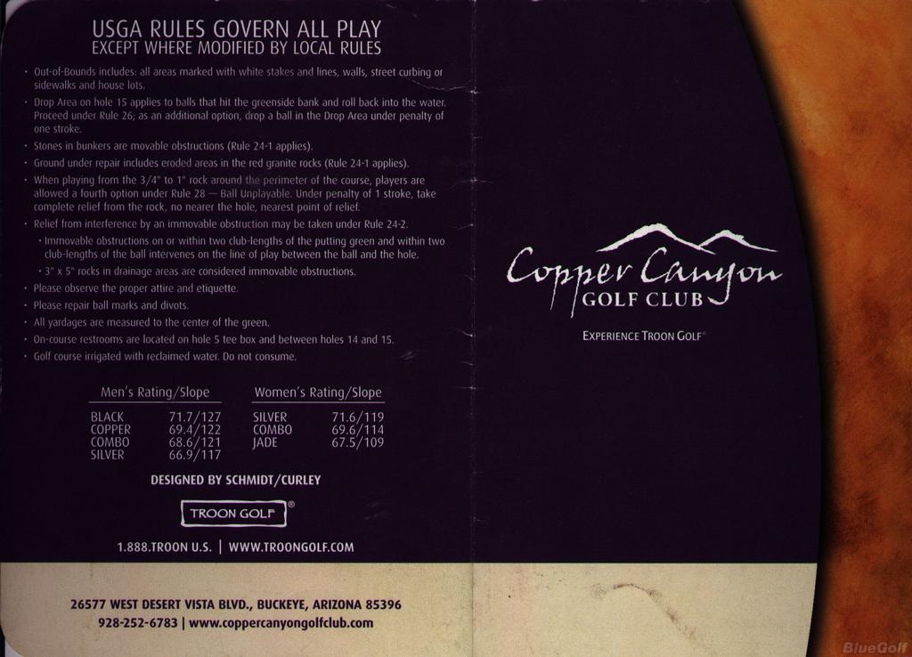 Copper Canyon Golf Course Course Profile Course Database