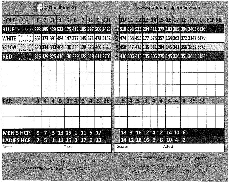 Quail Ridge Golf Course Course Profile Course Database