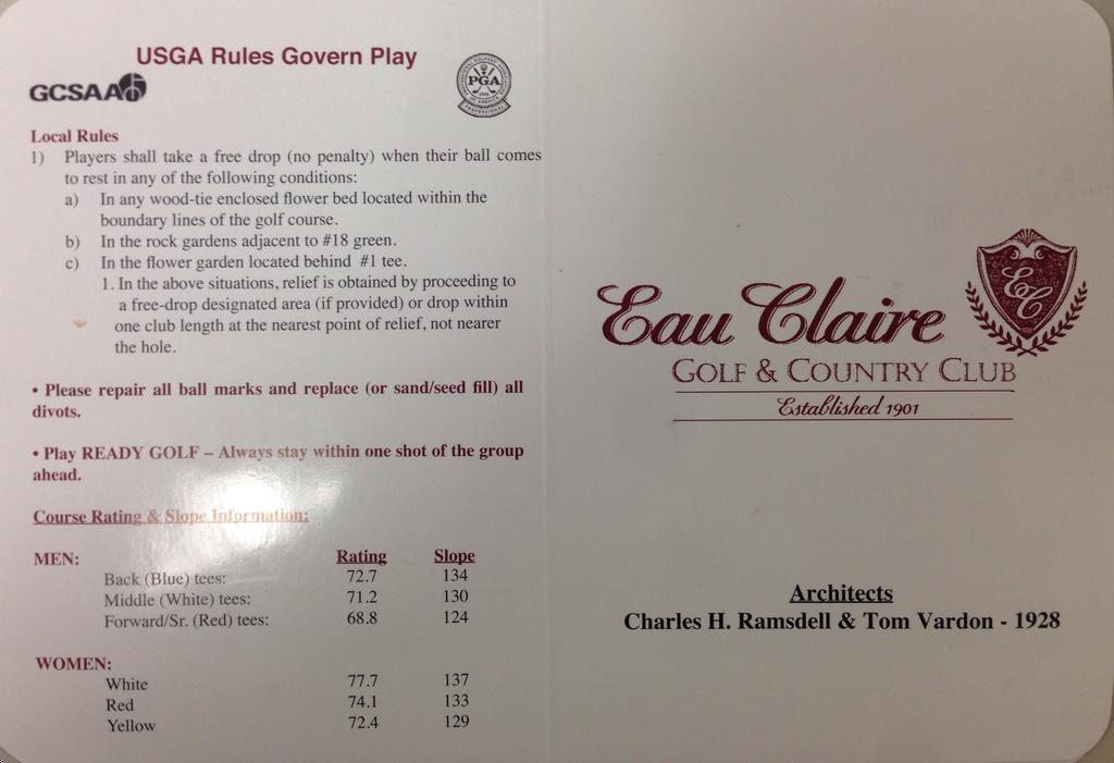 Eau Claire Golf & Country Club Course Profile Course Database