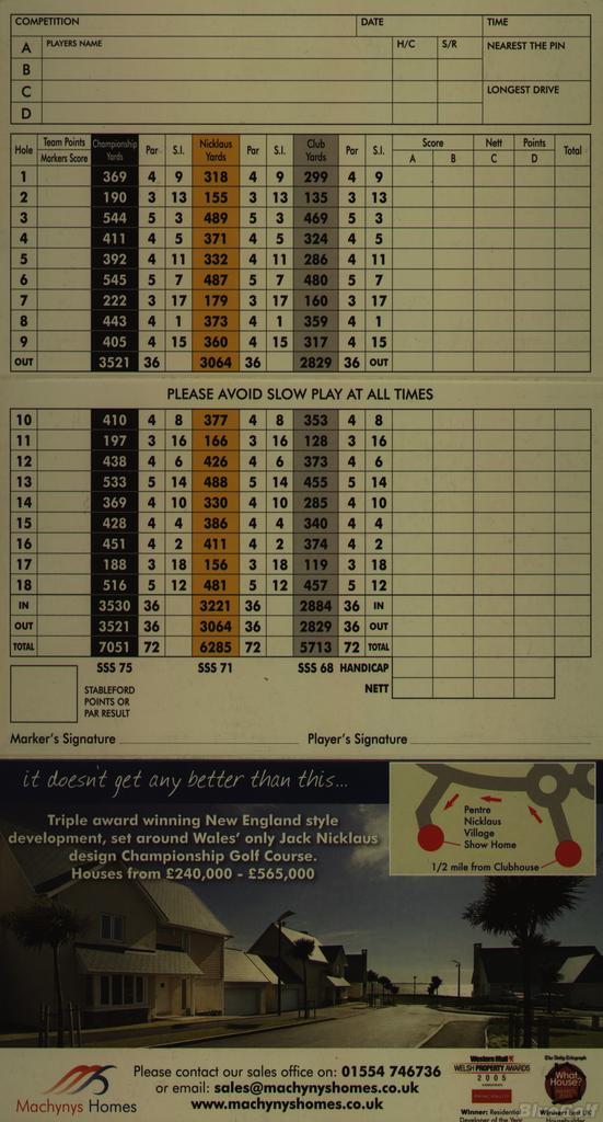 Machynys Peninsula Golf & Country Club Course Profile Course Database