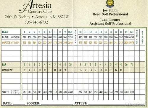 Artesia Country Club Course Profile Course Database