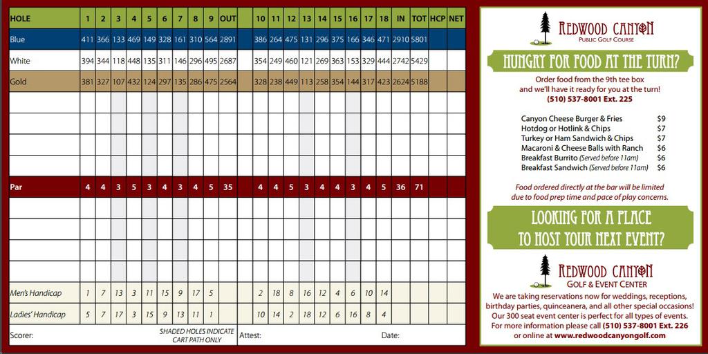 Redwood Canyon Golf Course Course Profile Course Database