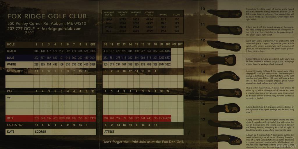 Fox Ridge Golf Club Course Profile Course Database
