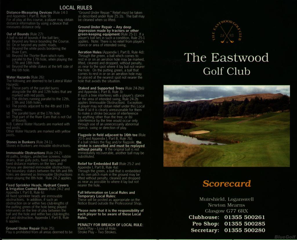 The Eastwood Golf Club Course Profile Course Database