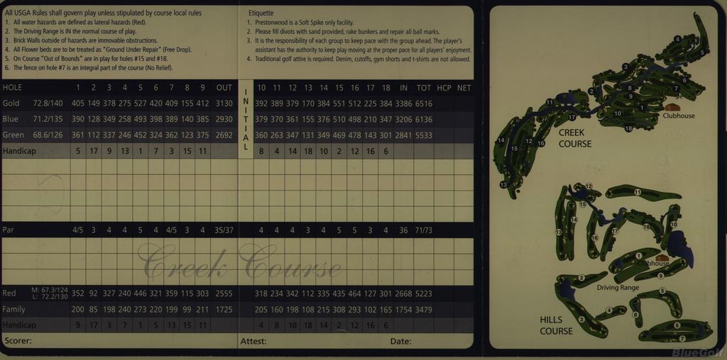 Prestonwood Country Club Creek Course Profile Course Database