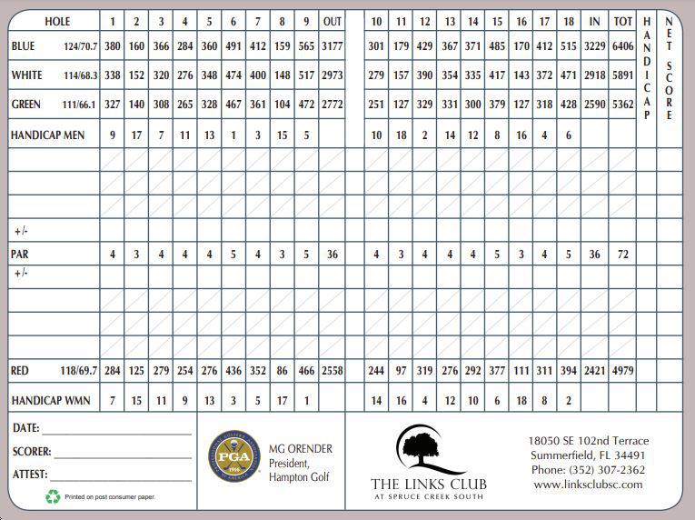 The Links Club at Spruce Creek South Course Profile Course Database