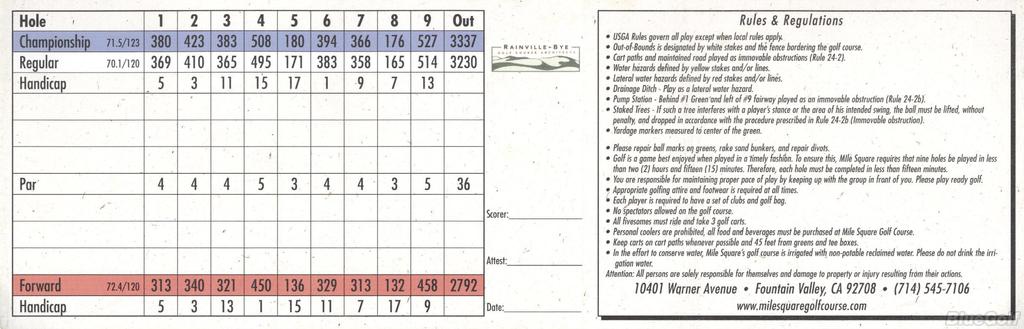 Mile Square Golf Club - Classic Course - Course Profile | S. California PGA