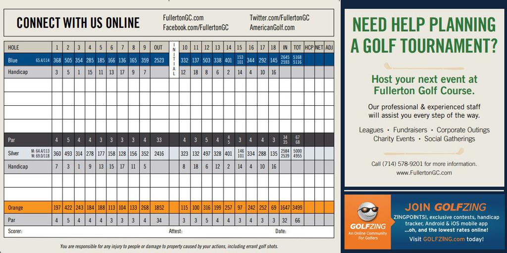 Fullerton Golf Club Course Profile Course Database