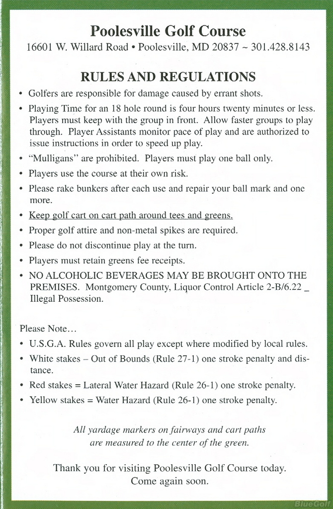 Poolesville Golf Course Course Profile Course Database Poolesville Golf Course Course Profile Course Database