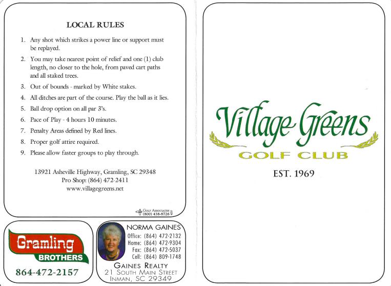 Village Greens Golf Club Course Profile Course Database