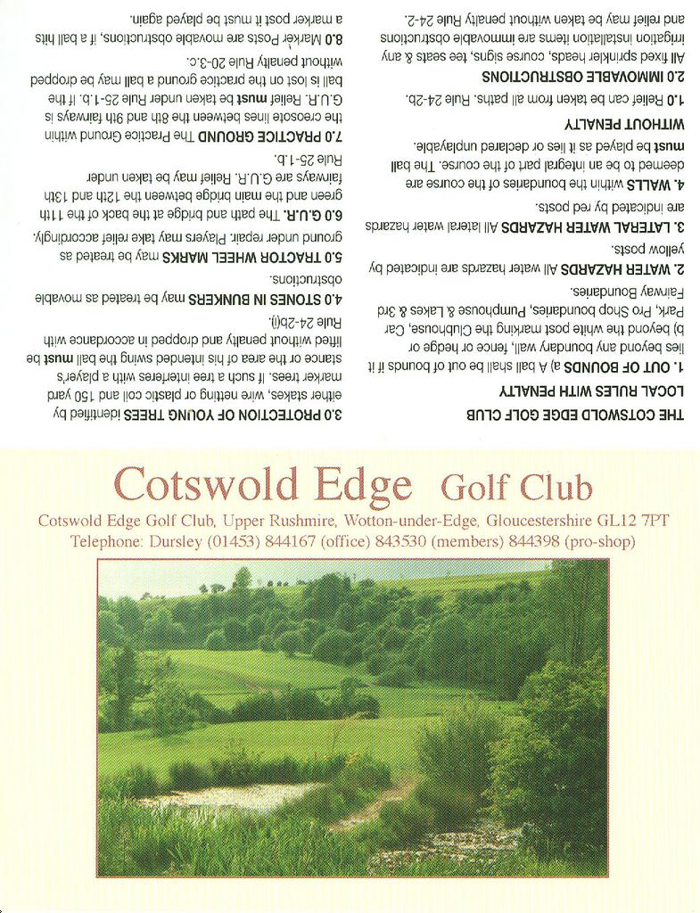 Cotswold Edge Golf Club Course Profile Course Database