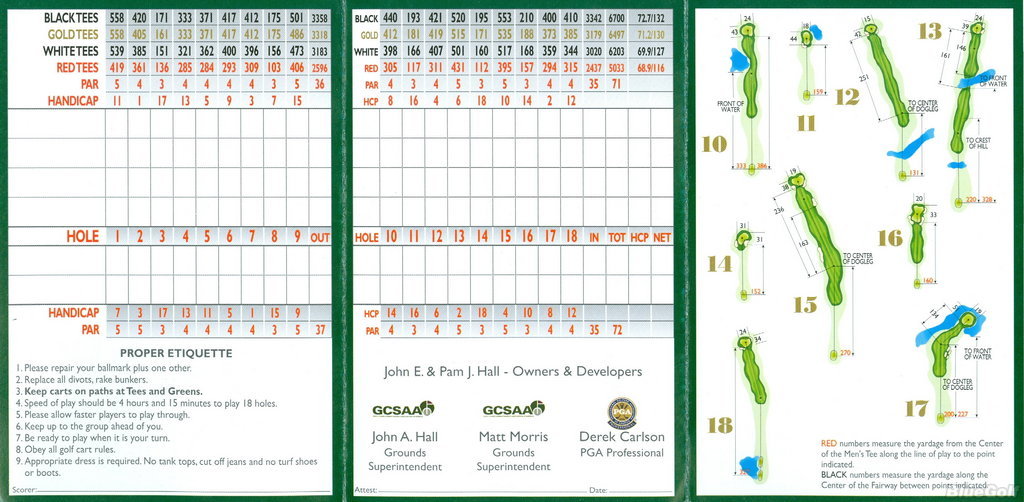 Actual Scorecard for Deer Creek Golf Club