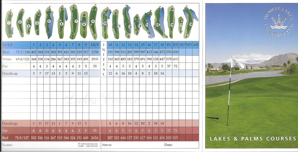 Menifee Lakes Country Club Lakes Course Course Profile Course