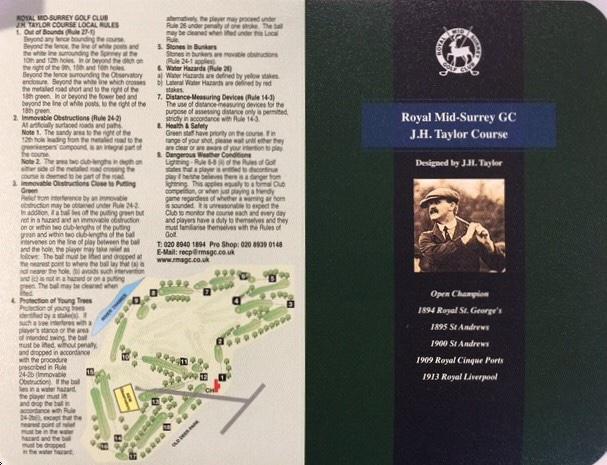 Royal Mid Surrey Golf Club J H Taylor Course Course Profile Course Database
