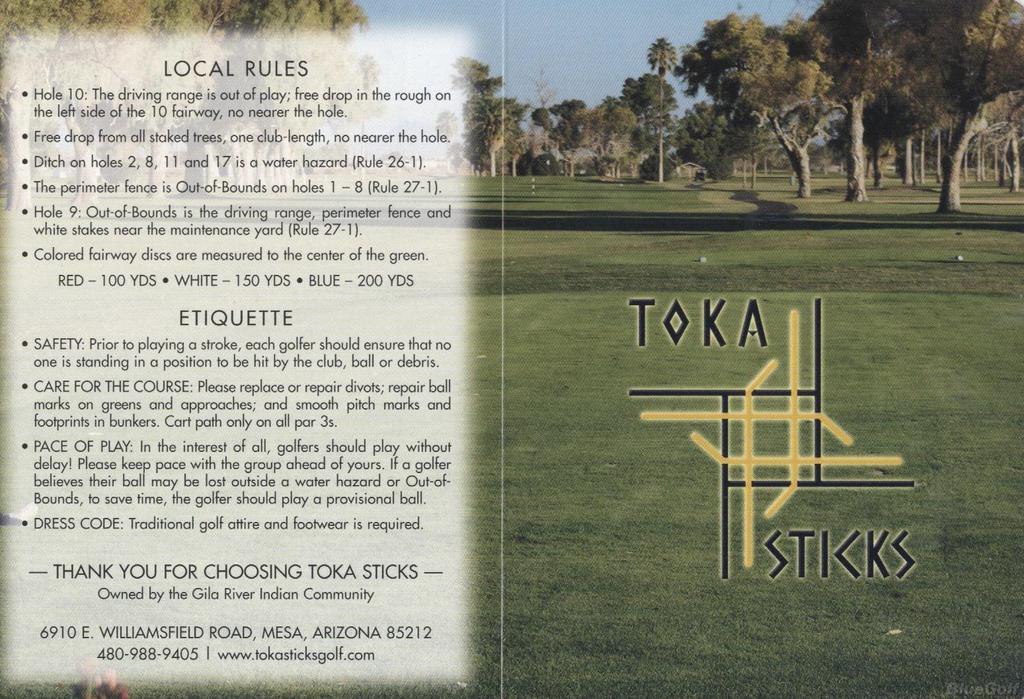 Toka Sticks GC Actual Scorecard Course Database