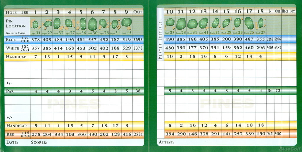 pine creek golf club scorecard