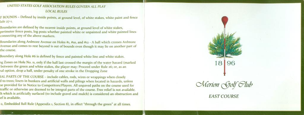 Actual Scorecard for Merion Golf Club East Course Actual Scorecard for Merion Golf Club East Course