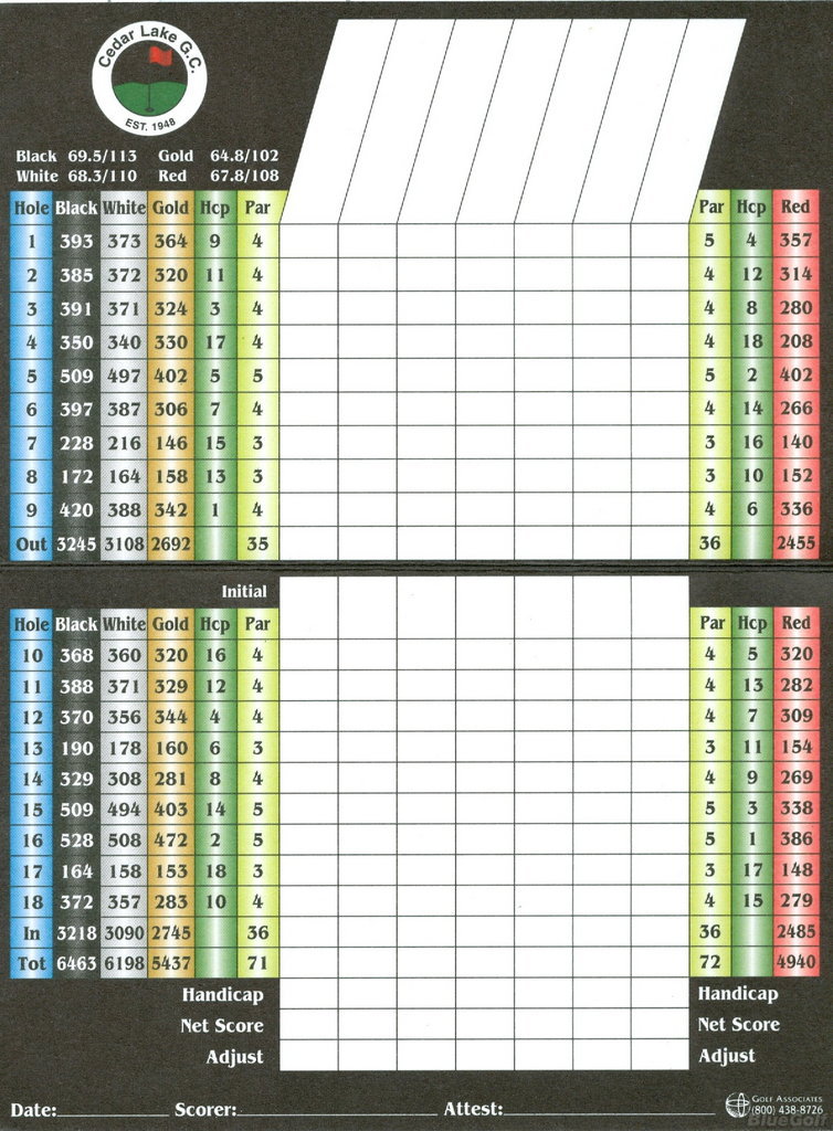 Cedar Lake Golf Course Course Profile Indiana Golf