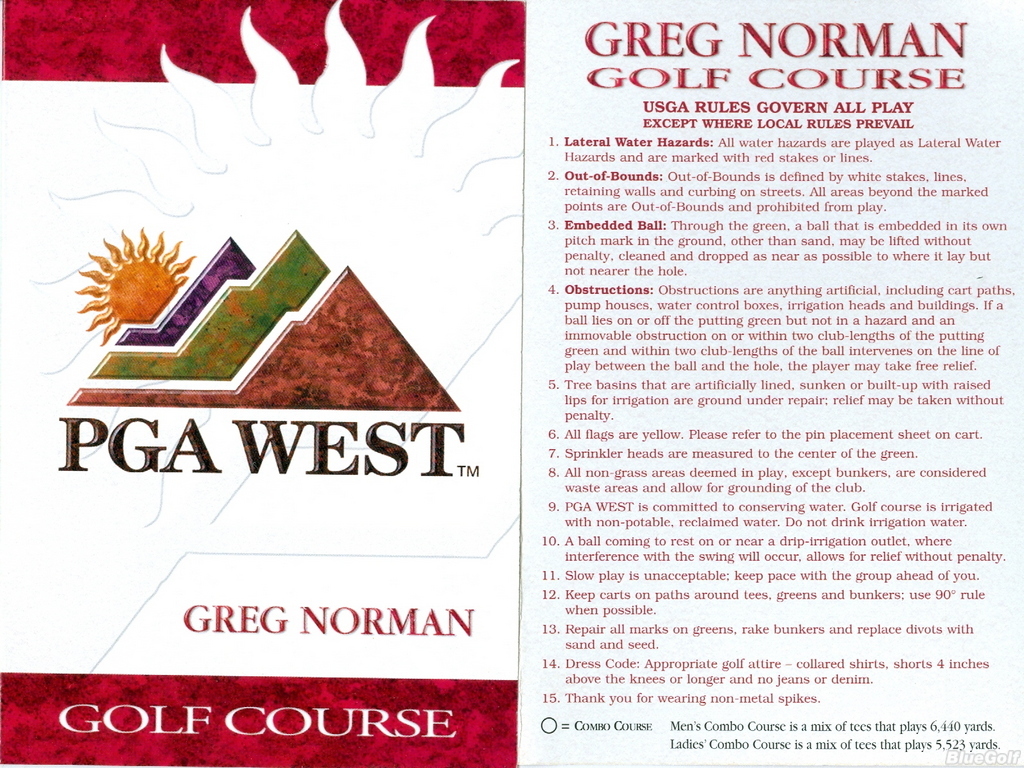 PGA West Greg Norman Course Course Profile Course Database