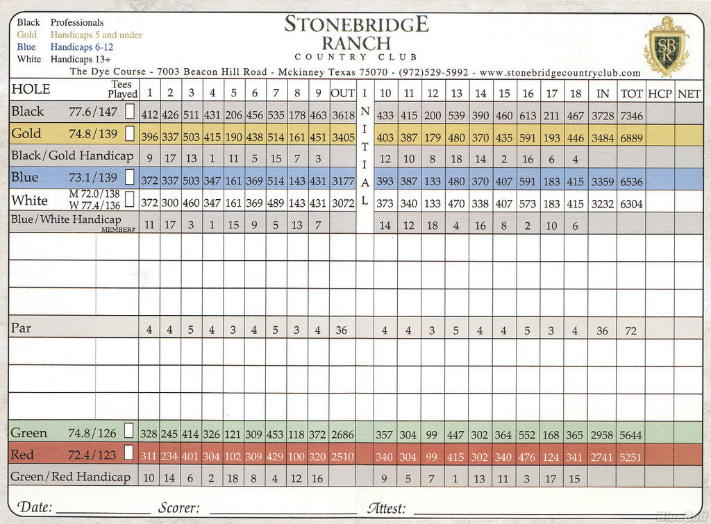 Stonebridge Ranch Country Club Dye Course Course Profile Course