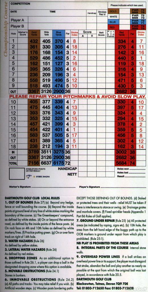 Dartmouth Golf & CC Course Profile Course Database