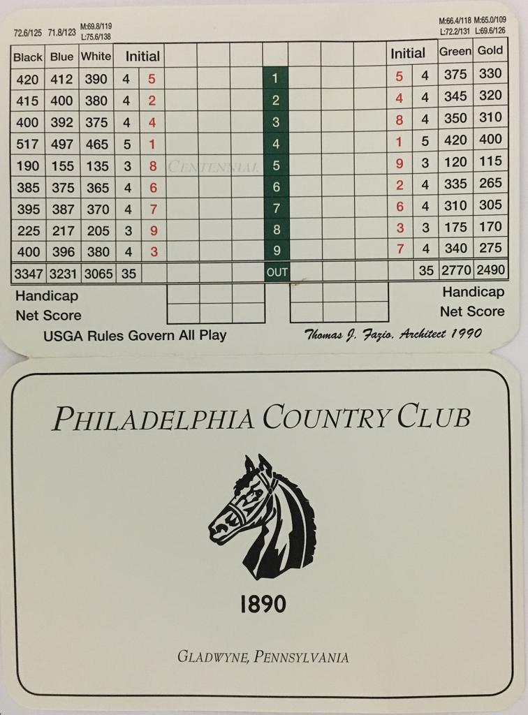 Philadelphia Country Club Centennial Course Profile Course Database
