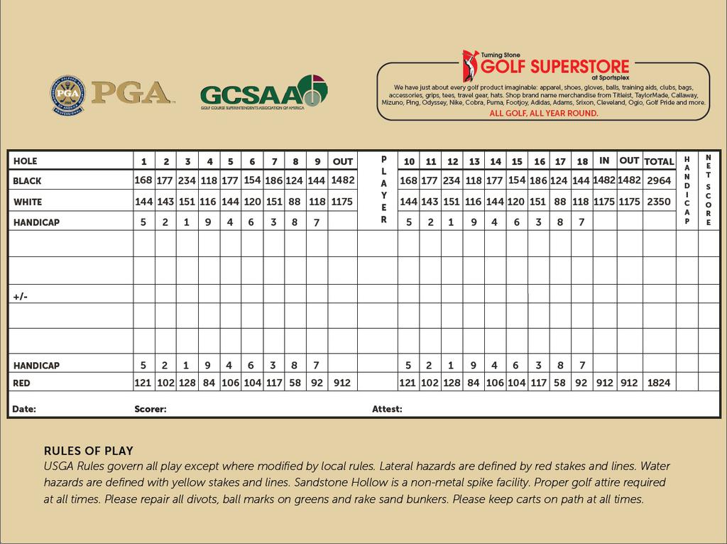 Sandstone Hollow at Turning Stone Course Profile Course Database